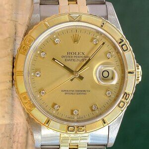 ROLEX DATEJUST SILVER INDEX DIAL 18K GOLD & STEEL TURN-O-GRAPH JUBILEE 16253